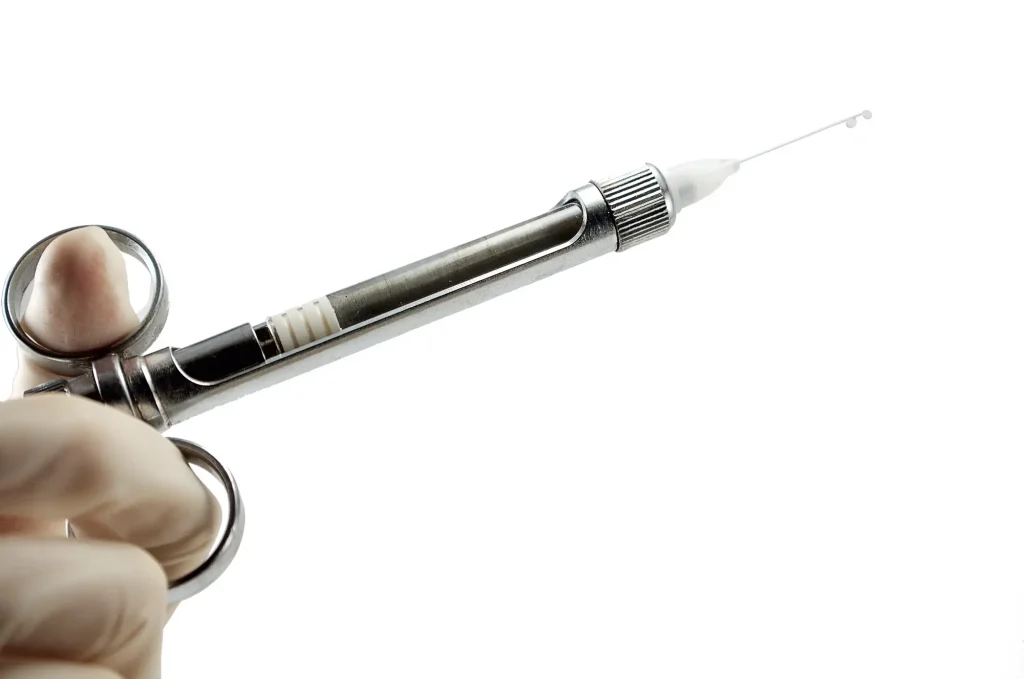 Local anaesthesia being administered at the dentist.