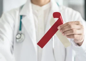 Dentist examining oral soft tissues